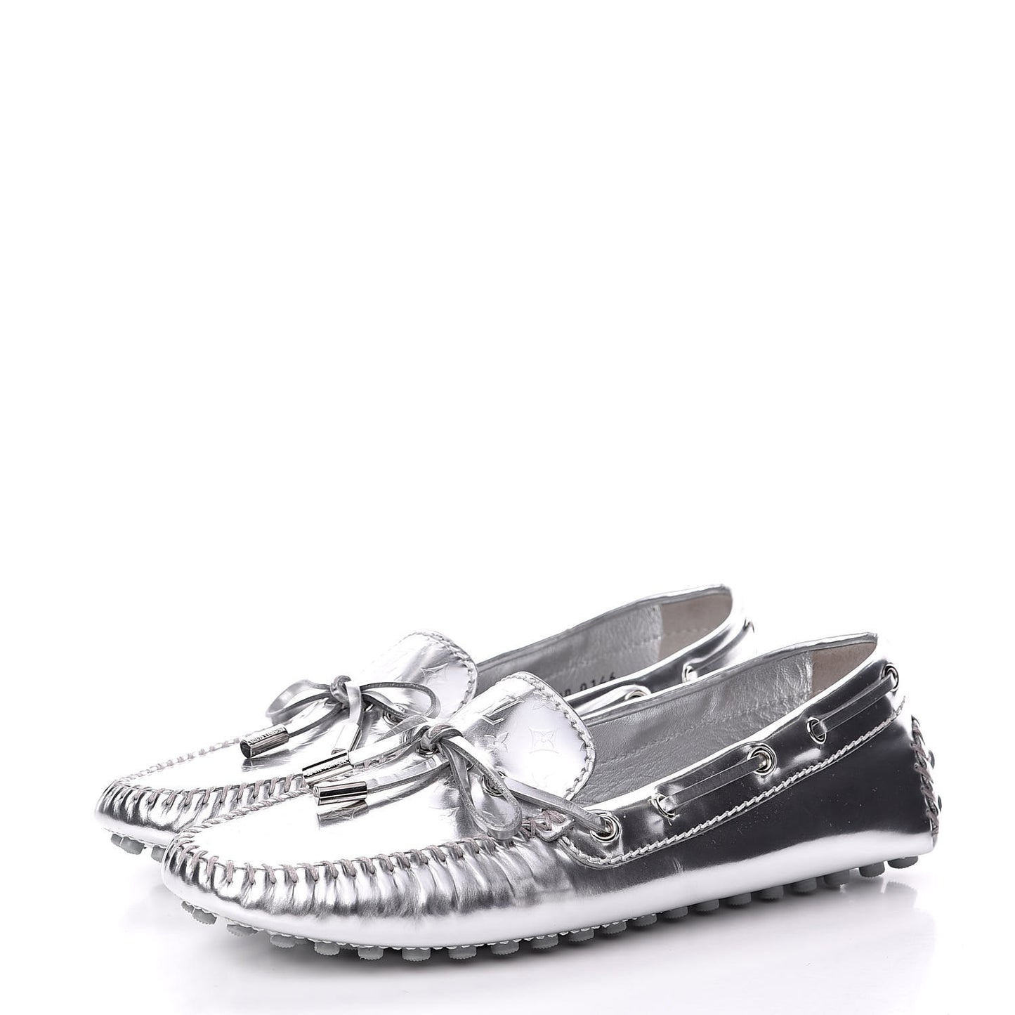 Patent Calfskin Monogram Gloria Loafers 37.5 Silver