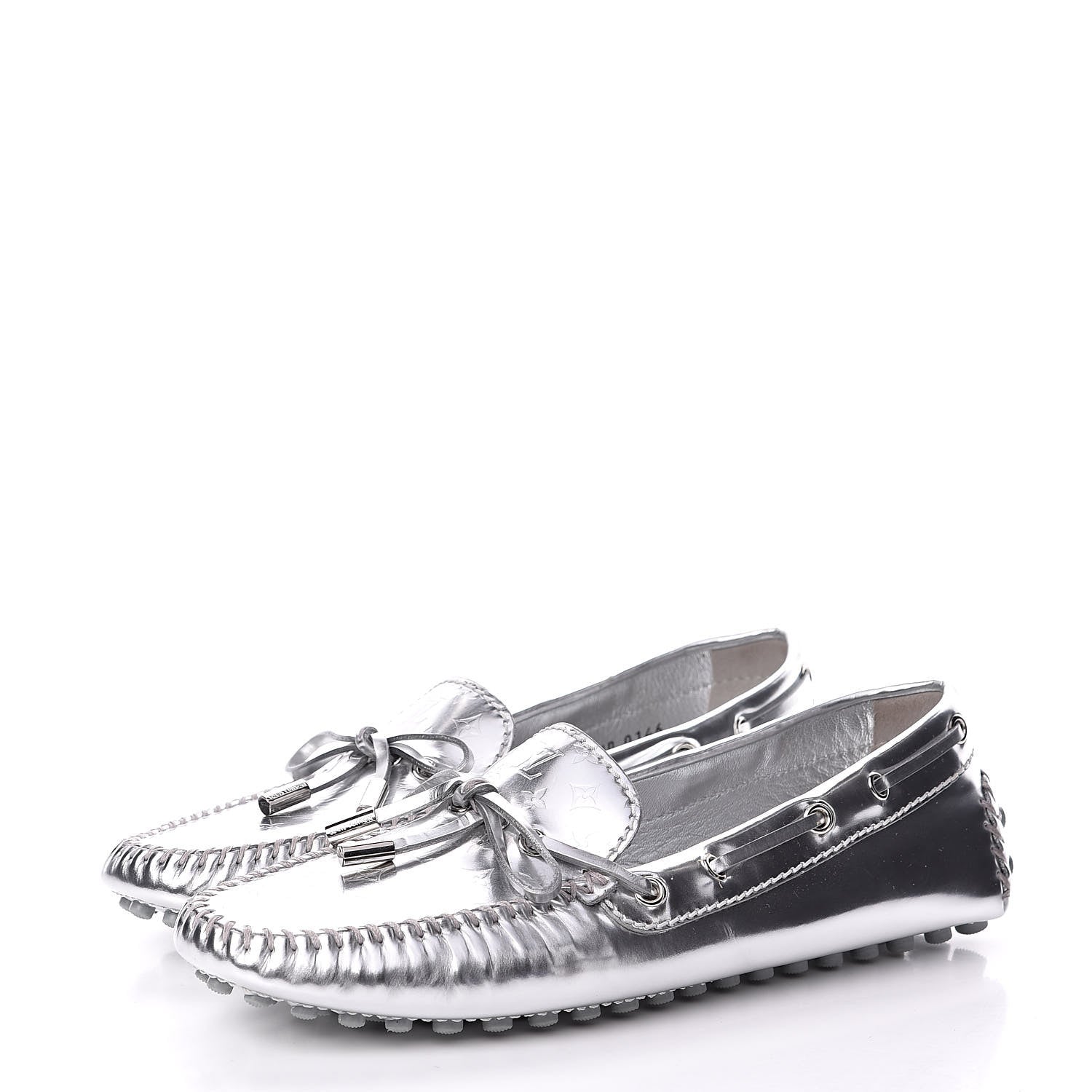 Louis Vuitton Patent Calfskin Monogram Gloria Loafers 37.5 Silver 3 of 9