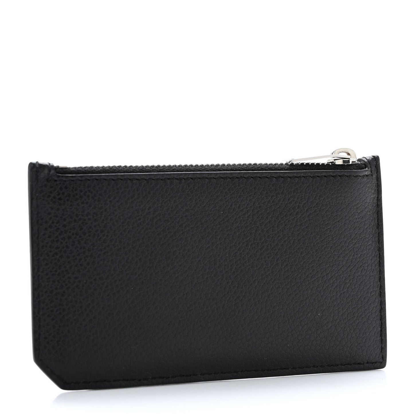 Grained Calfskin 5 Fragments Zip Pouch Card Holder Black