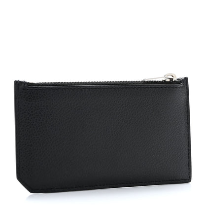 Saint Laurent Grained Calfskin 5 Fragments Zip Pouch Card Holder Black 3 of 9
