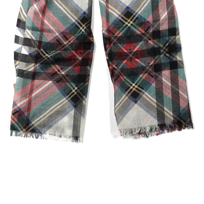 Burberry Wool Silk Tartan And Check Scarf Red Multicolor 4 of 5