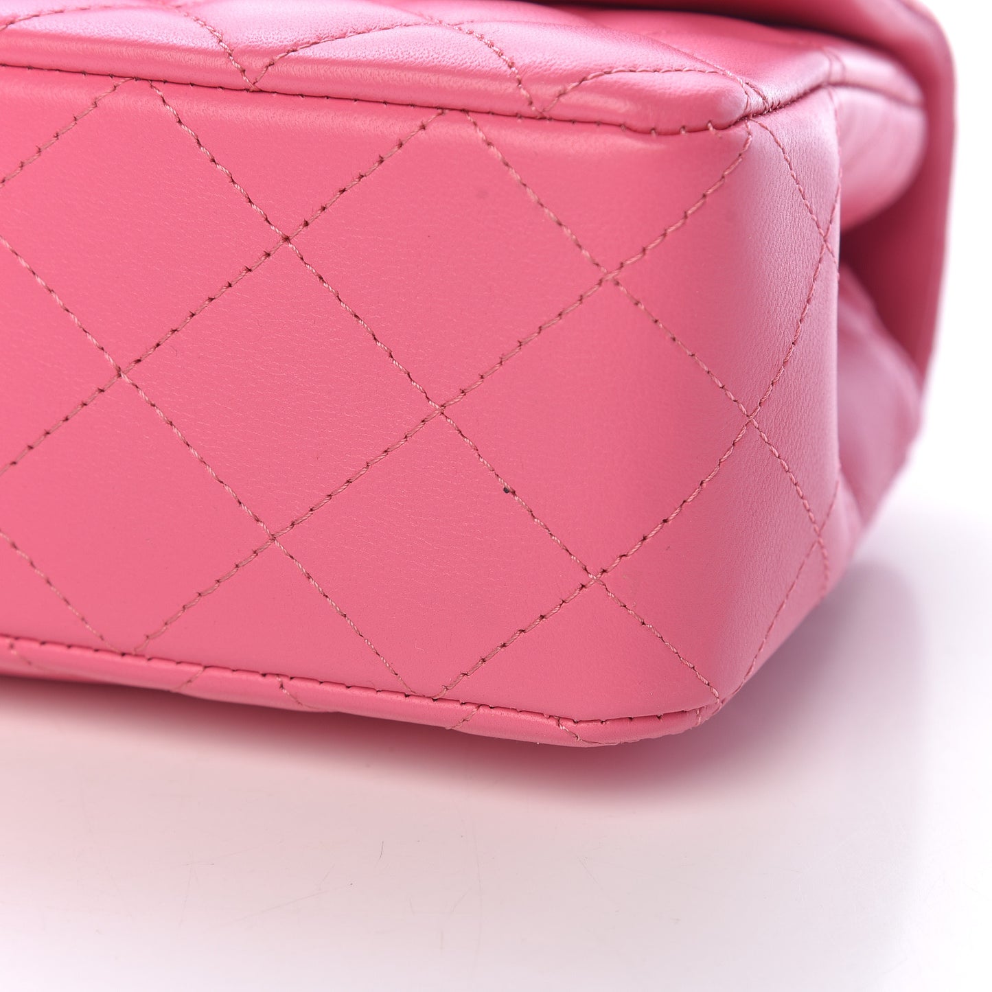 Lambskin Quilted Mini Rectangular Flap Dark Pink