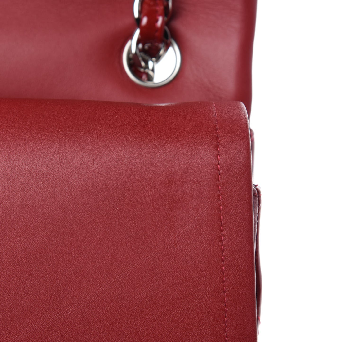 Patent Quilted Jumbo Double Flap Red