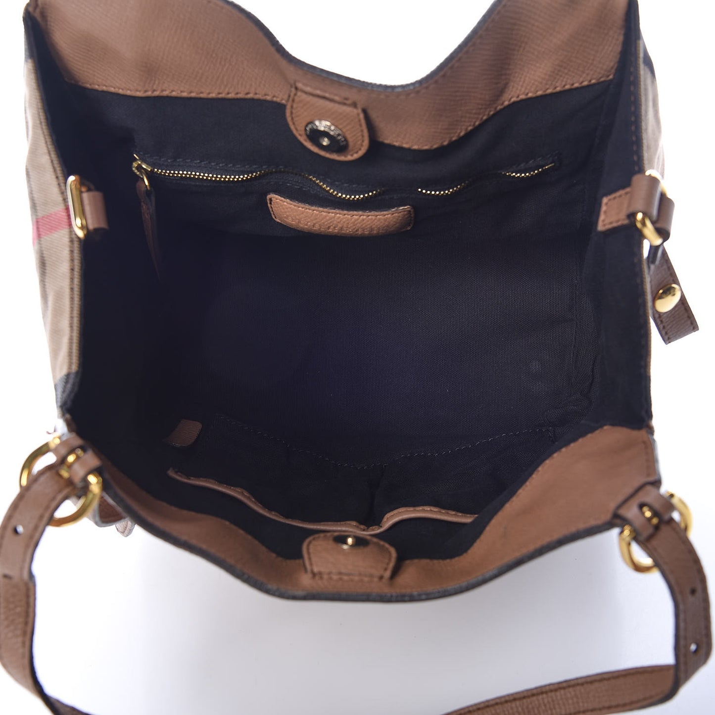 Grainy Calfskin House Check Small Canterbury Tote Tan