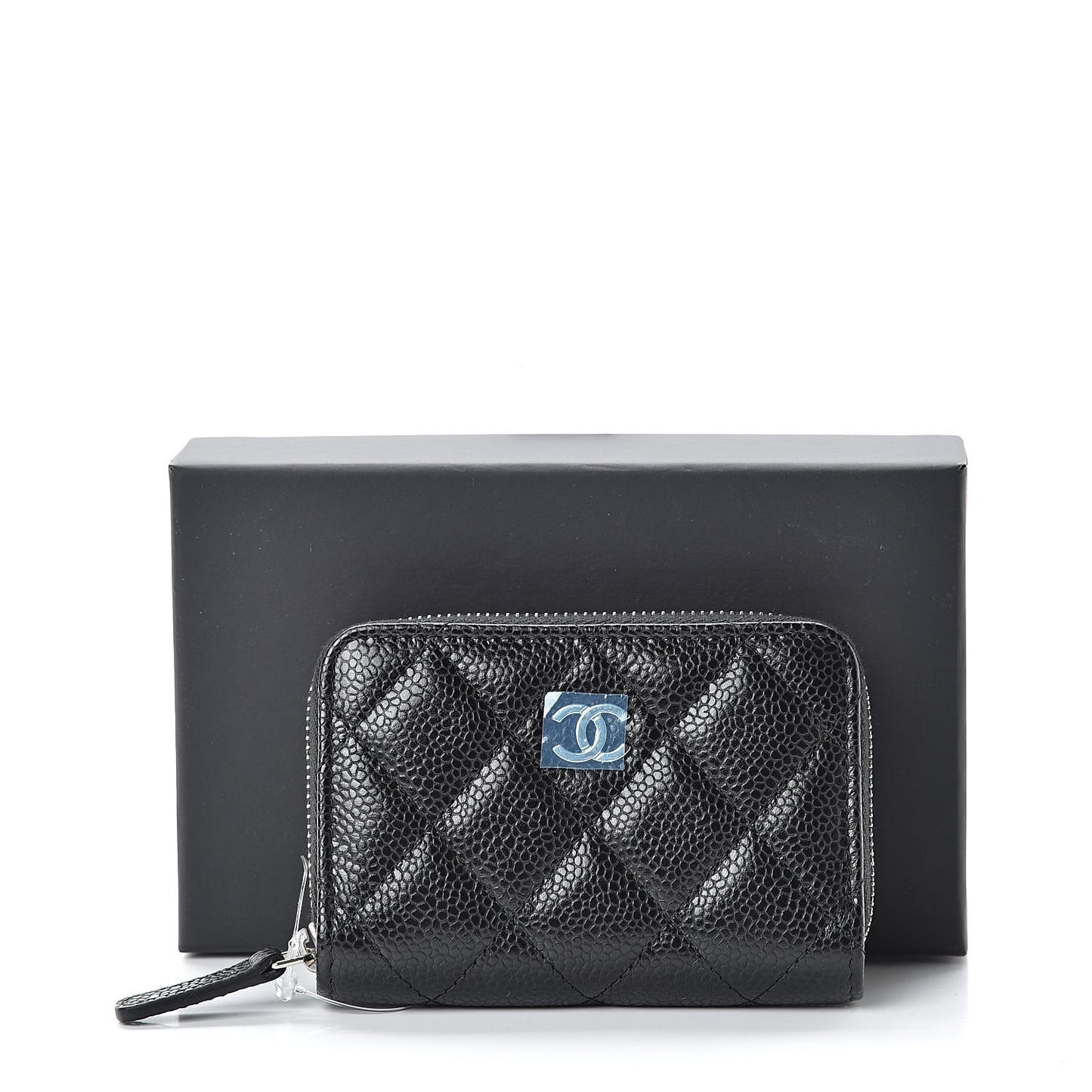 Caviar Quilted Zip Coin Purse Black