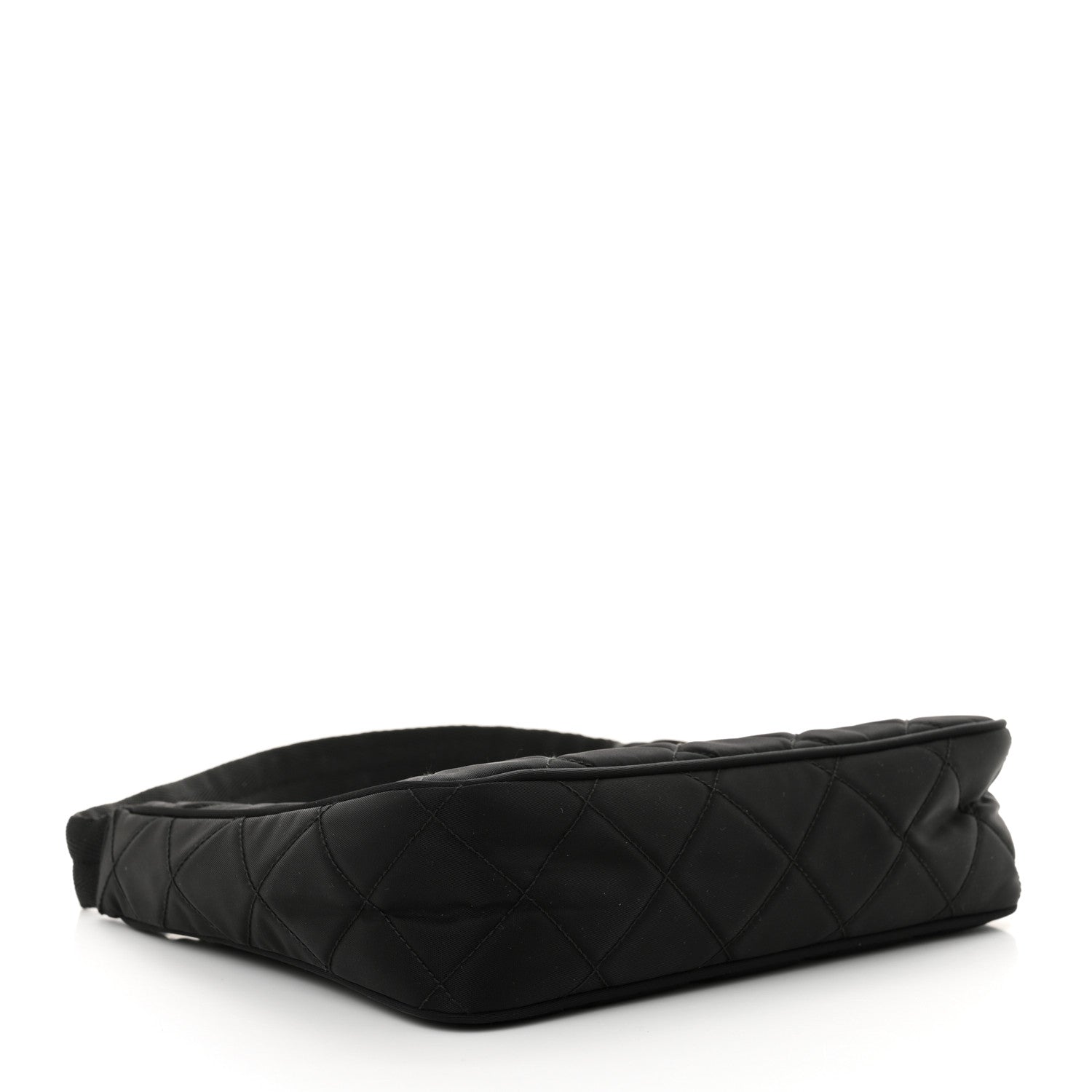 Prada Tessuto Nylon Stitched Shoulder Bag Black 4 of 11