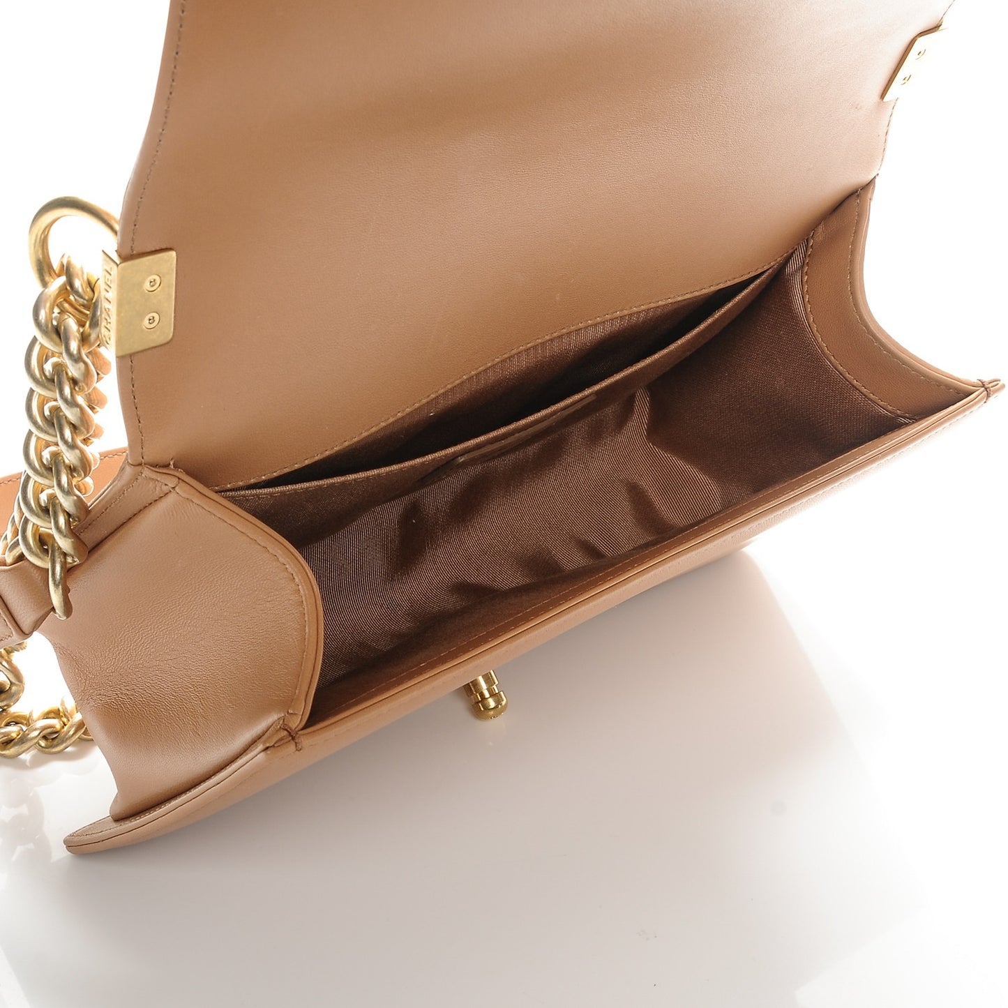 Lambskin Quilted Medium Boy Flap Camel