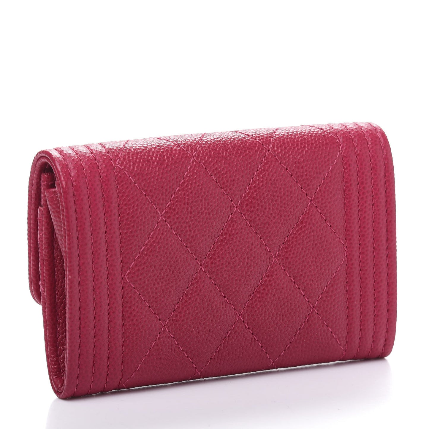 Caviar Quilted Boy Flap Card Holder Fuchsia