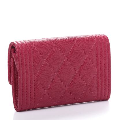 Chanel Caviar Quilted Boy Flap Card Holder Fuchsia 3 of 11