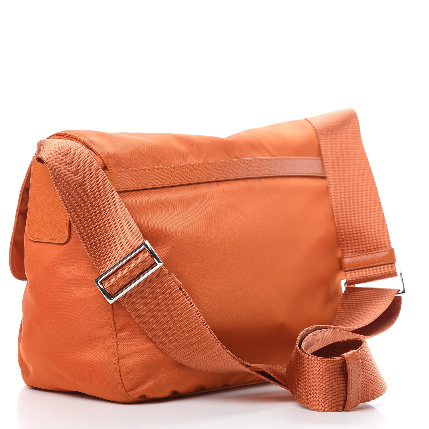 Prada Tessuto Nylon Saffiano Messenger Bag Papaya 3 of 11
