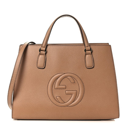Gucci Dollar Calfskin Large Soho Top Handle Satchel Camelia 1 of 11