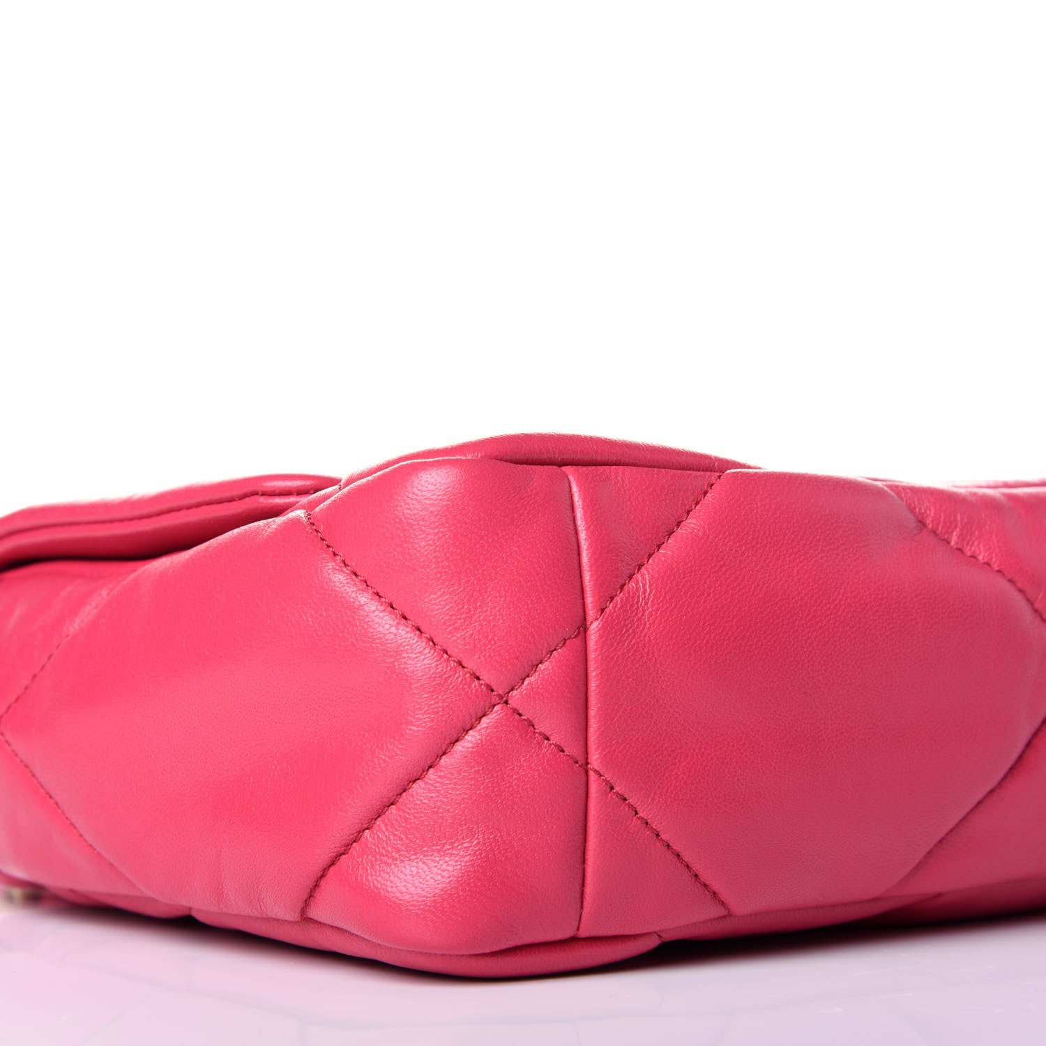 Chanel Shiny Goatskin Quilted Medium Chanel 19 Flap Dark Pink 8 of 9