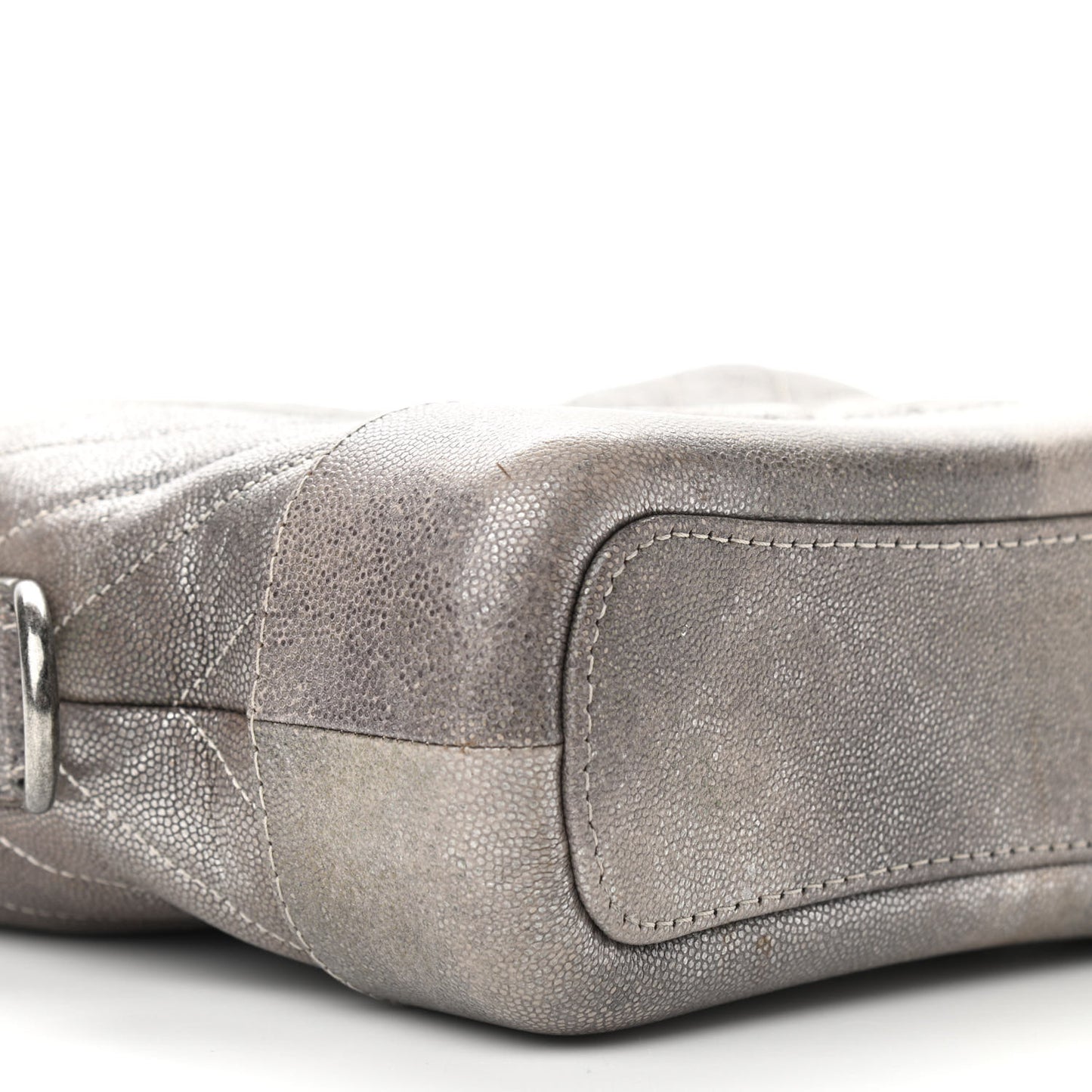 Metallic Caviar Chevron Quilted Small Gabrielle Hobo Light Silver Gold