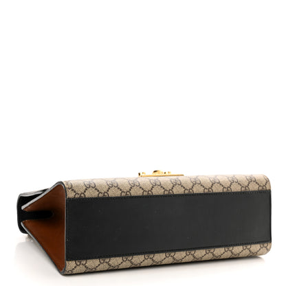 Gucci GG Supreme Monogram Calfskin Medium Padlock Shoulder Bag Beige Black Cuir 4 of 13