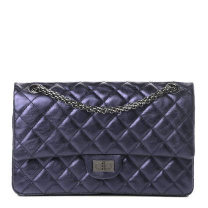 Chanel Metallic Aged Calfskin Quilted 2.55 Reissue 226 Flap Dark Navy Blue 1 of 12
