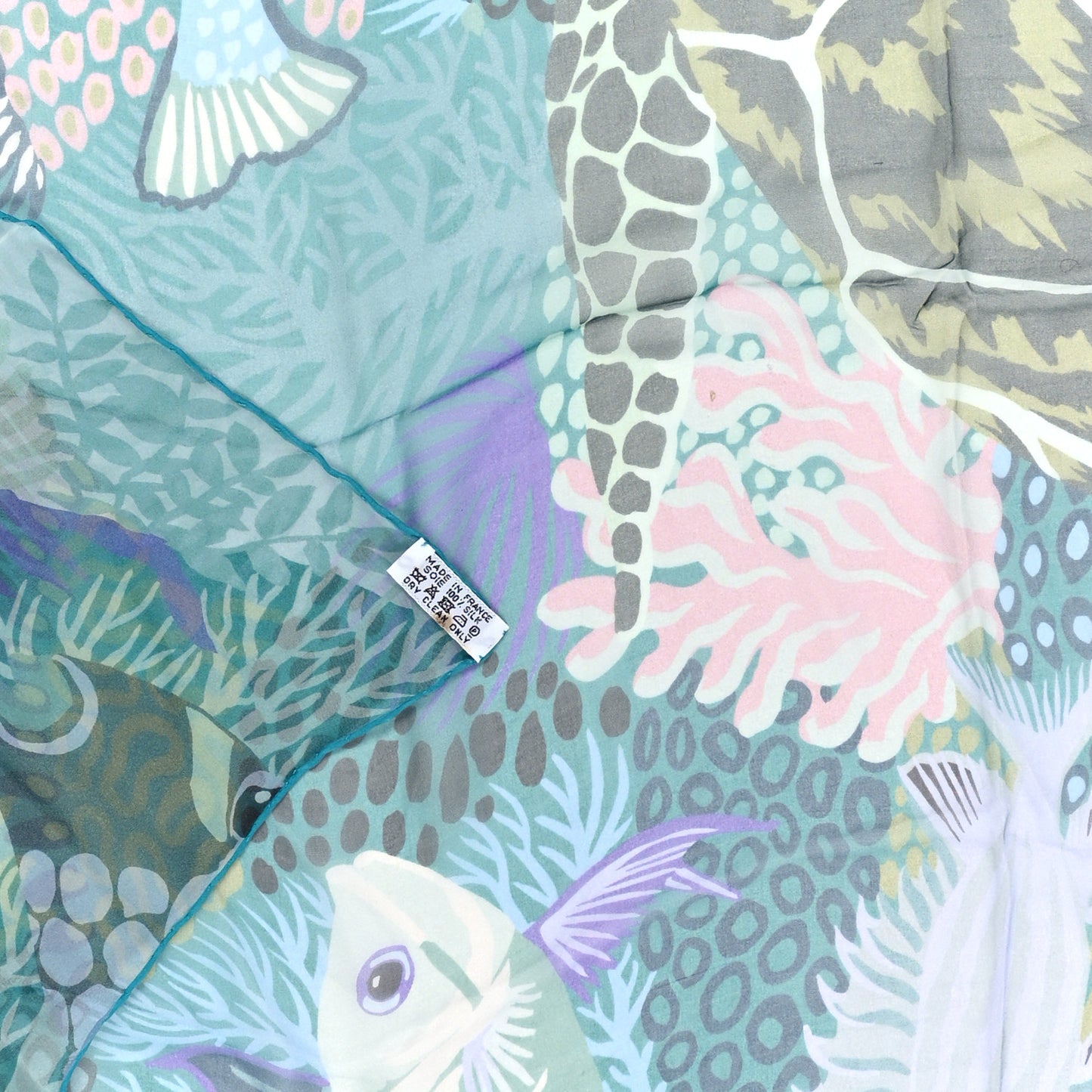 Silk Mousseline Under The Waves Shawl 140 Aqua Turquoise Violet