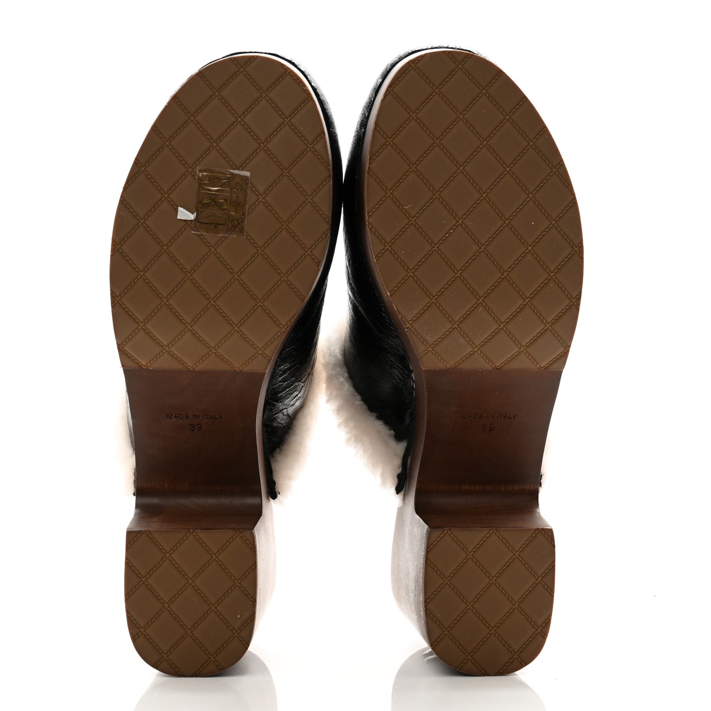 Crackled Sheepskin CC Mules 39 Black