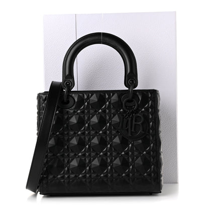 Christian Dior Calfskin Cannage Diamond Cannage Medium Lady Dior Black 11 of 11