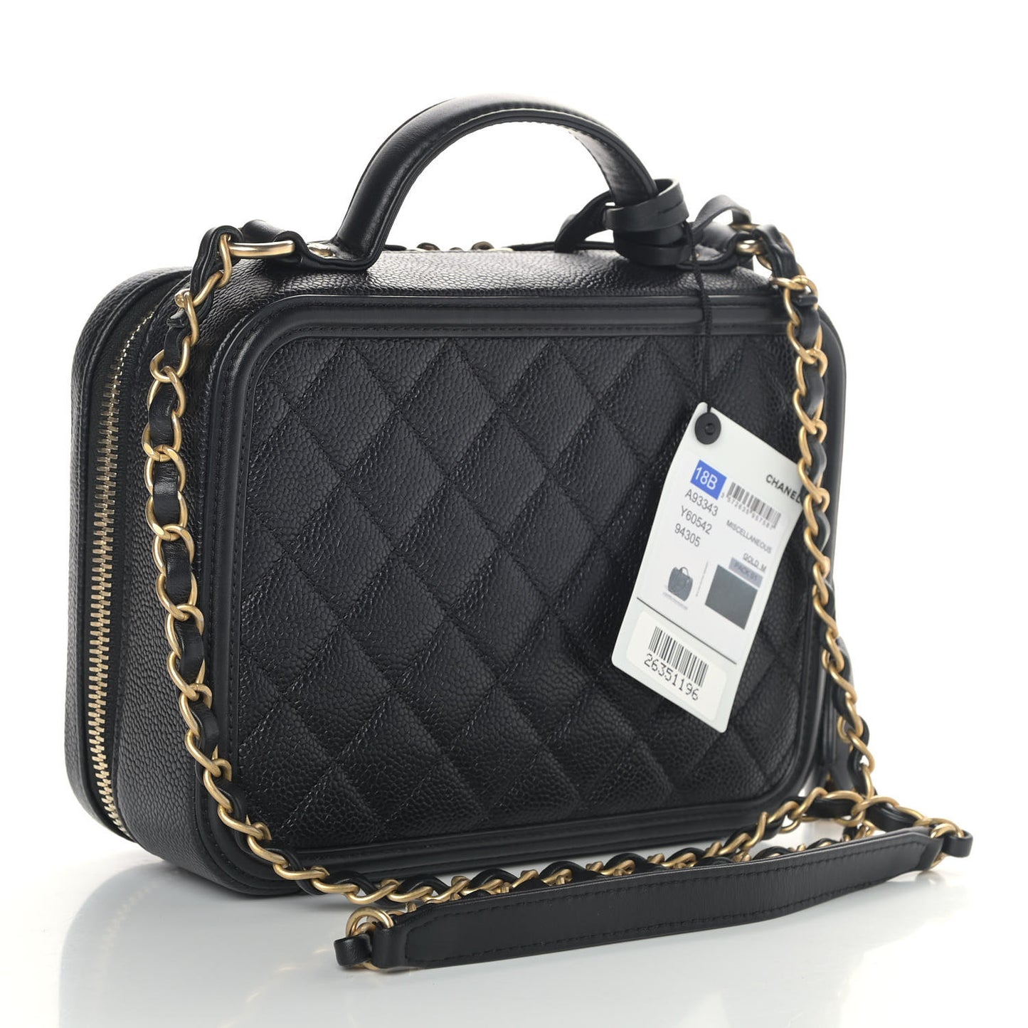 Caviar Quilted Medium CC Filigree Vanity Case Black
