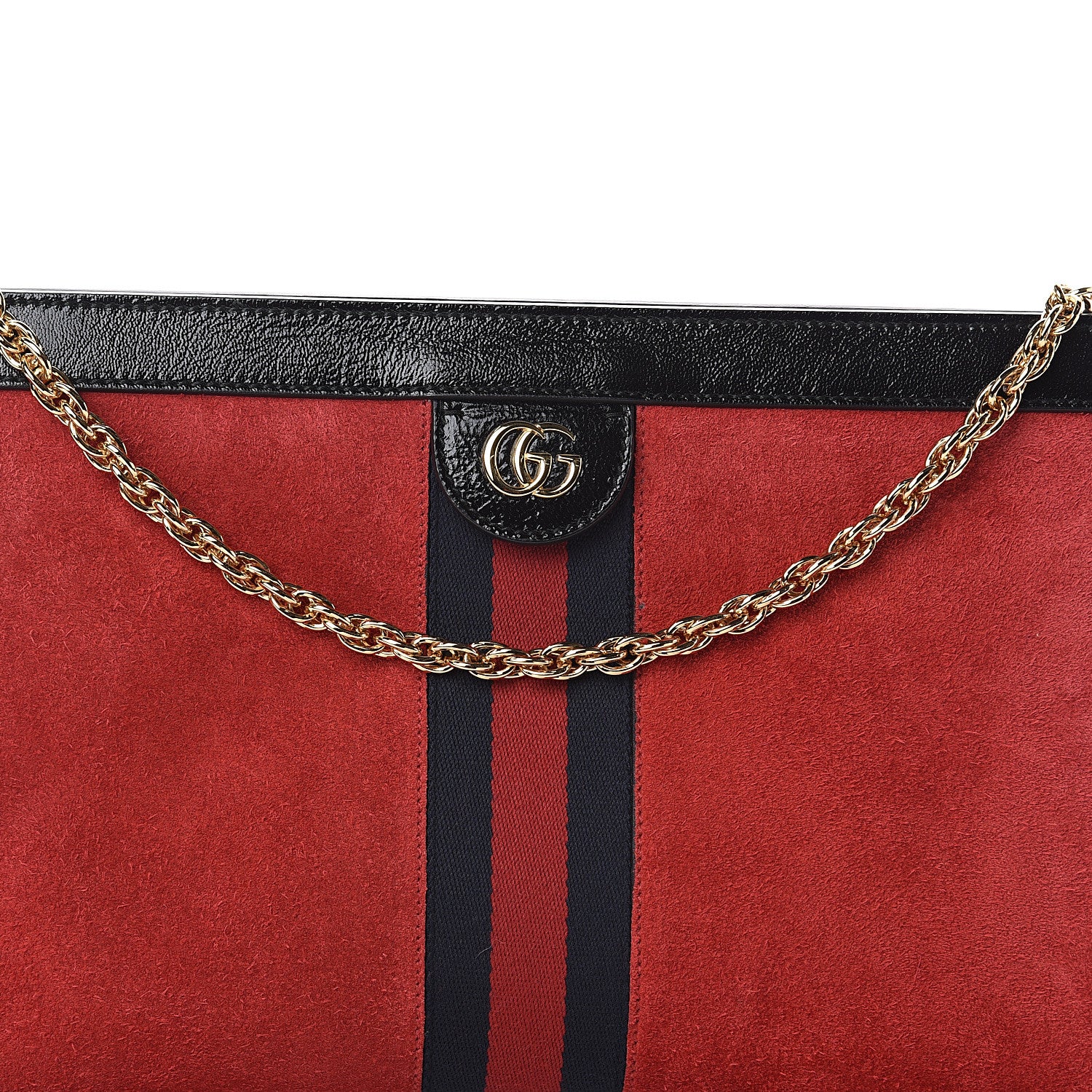 Gucci Suede Patent Web Medium Ophidia Chain Shoulder Bag Hibiscus Red Black 6 of 8