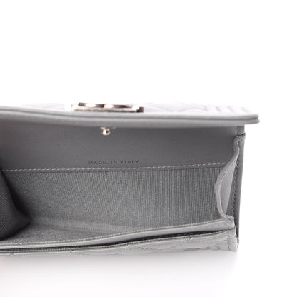 Chanel Calfskin Quilted Boy Card Holder Wallet Grey 5 of 8