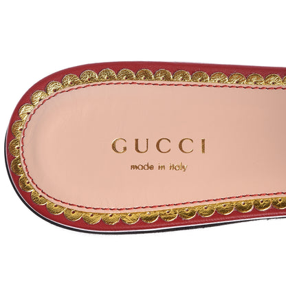 Gucci Nappa Queen Margaret Flat Slide Sandals 37.5 Hibiscus Red 6 of 8