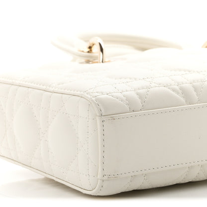 Christian Dior Lambskin Cannage Medium Lady D-Joy White 9 of 10