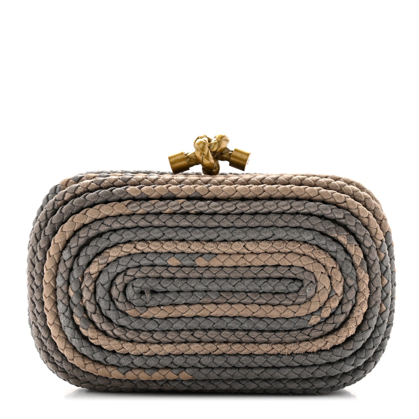 Nappa Intrecciato Braided Knot Clutch Brown