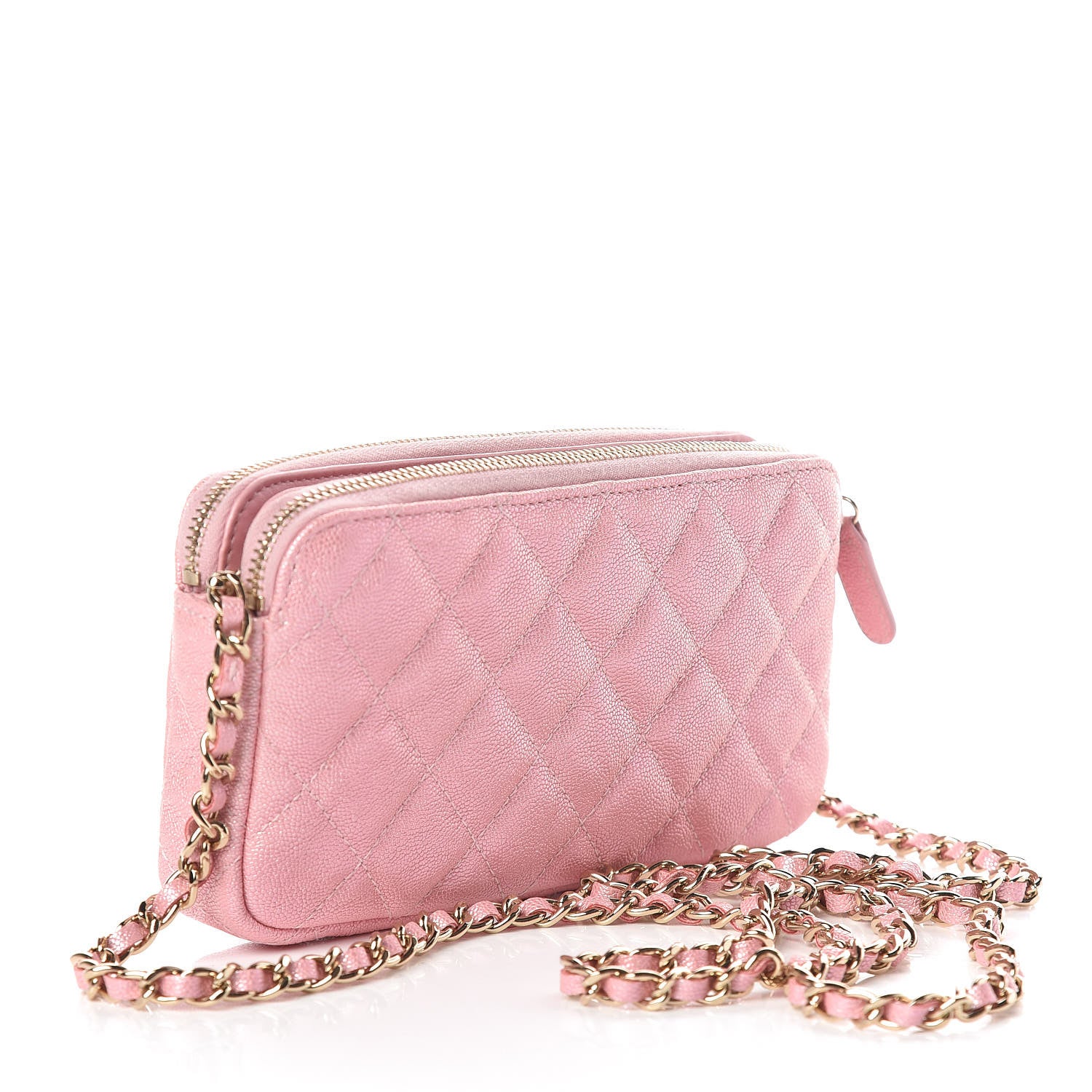 Chanel Iridescent Caviar Quilted Small Clutch With Chain Pink 3 of 13