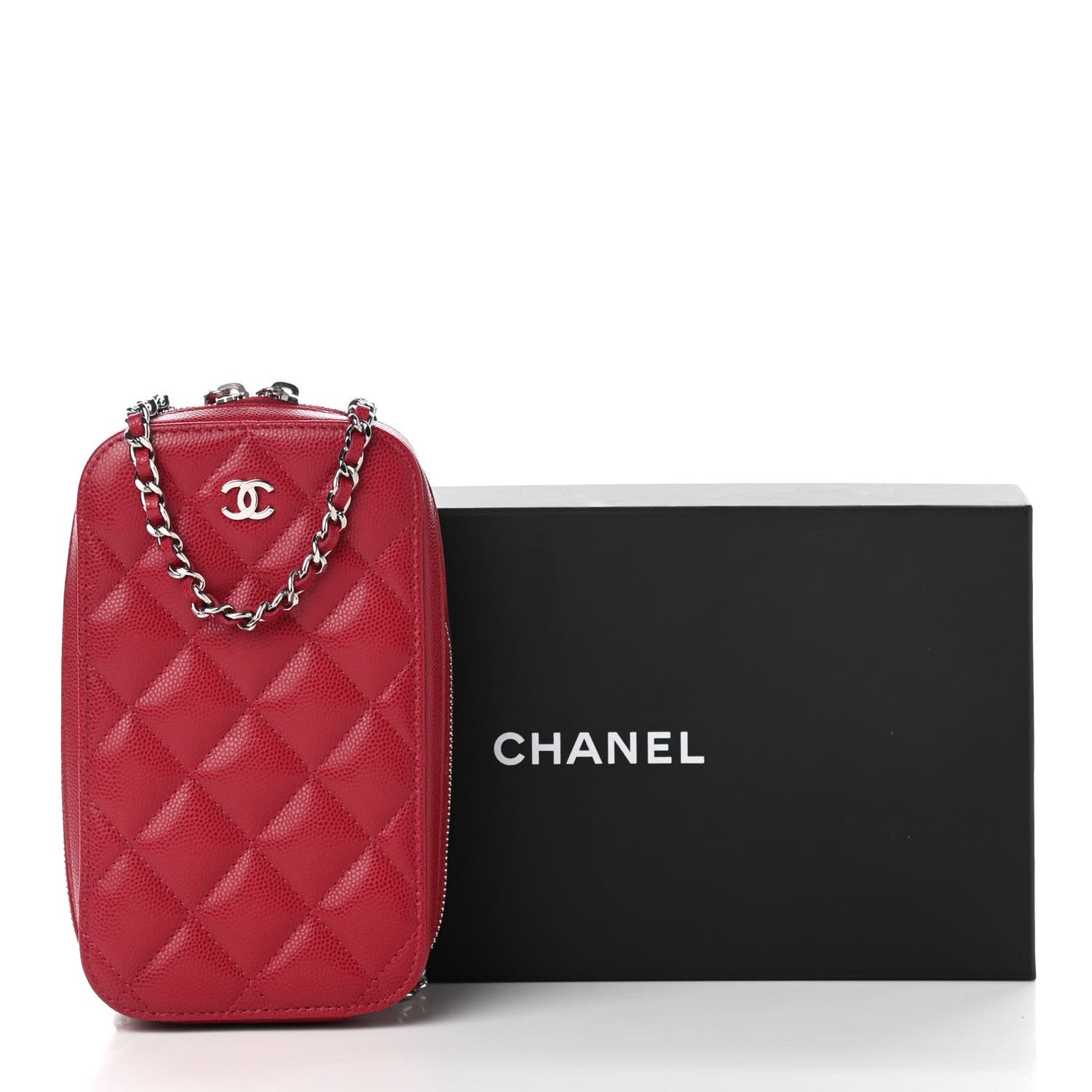 Caviar Quilted Phone Holder Wallet On Chain WOC Red