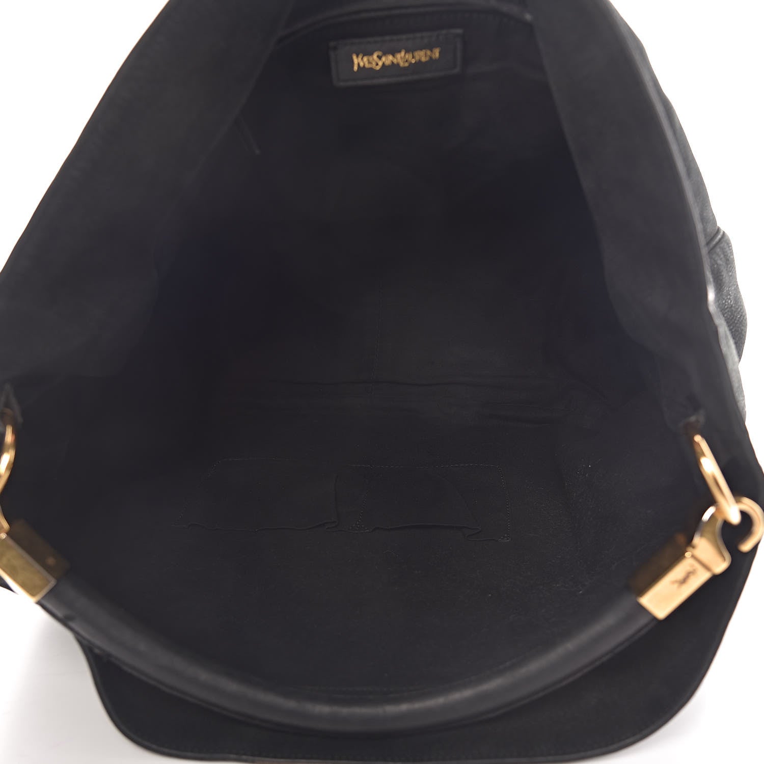 Saint Laurent Nubuck Crocodile Embossed Large Roady Hobo Black Gold 6 of 12