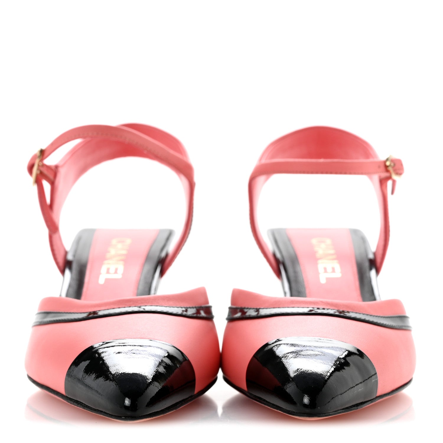 Chanel Patent Calfskin CC Ankle Strap Sandals 38 Pink Black 3 of 10