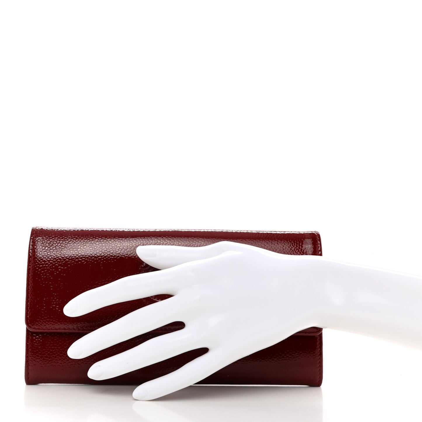 Patent Caviar Timeless CC Large Gusset Flap Wallet Burgundy