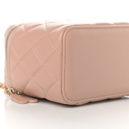 Chanel Lambskin Quilted Small Top Handle Vanity Case With Chain Beige 9 of 11