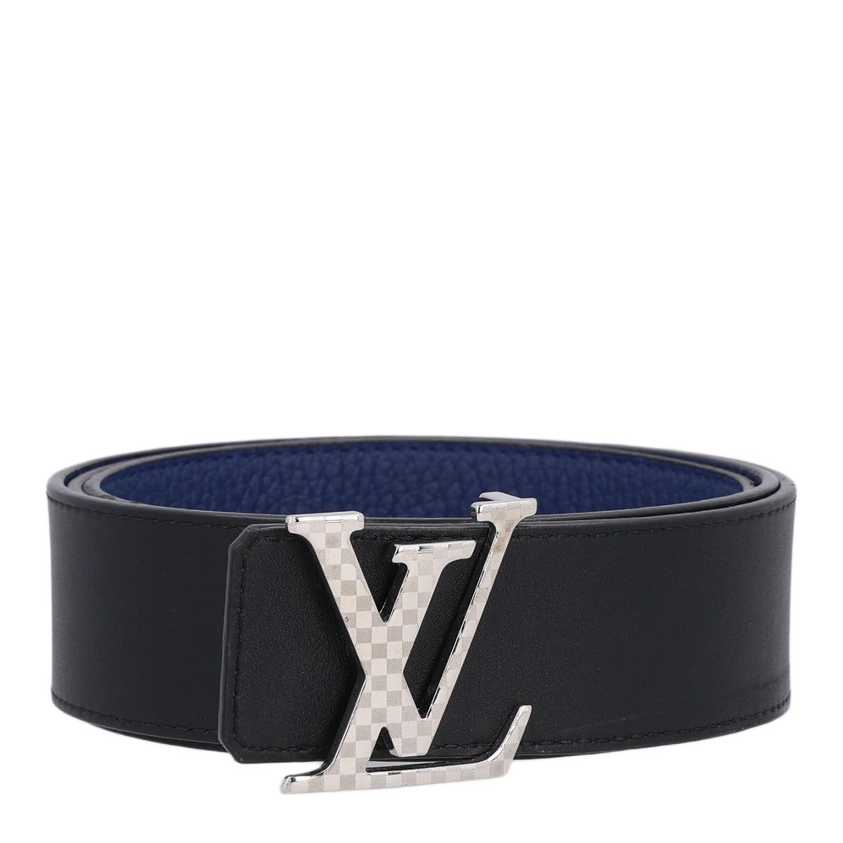 Calfskin 40mm Damier LV Reversible Belt 100 40 Black Midnight Navy