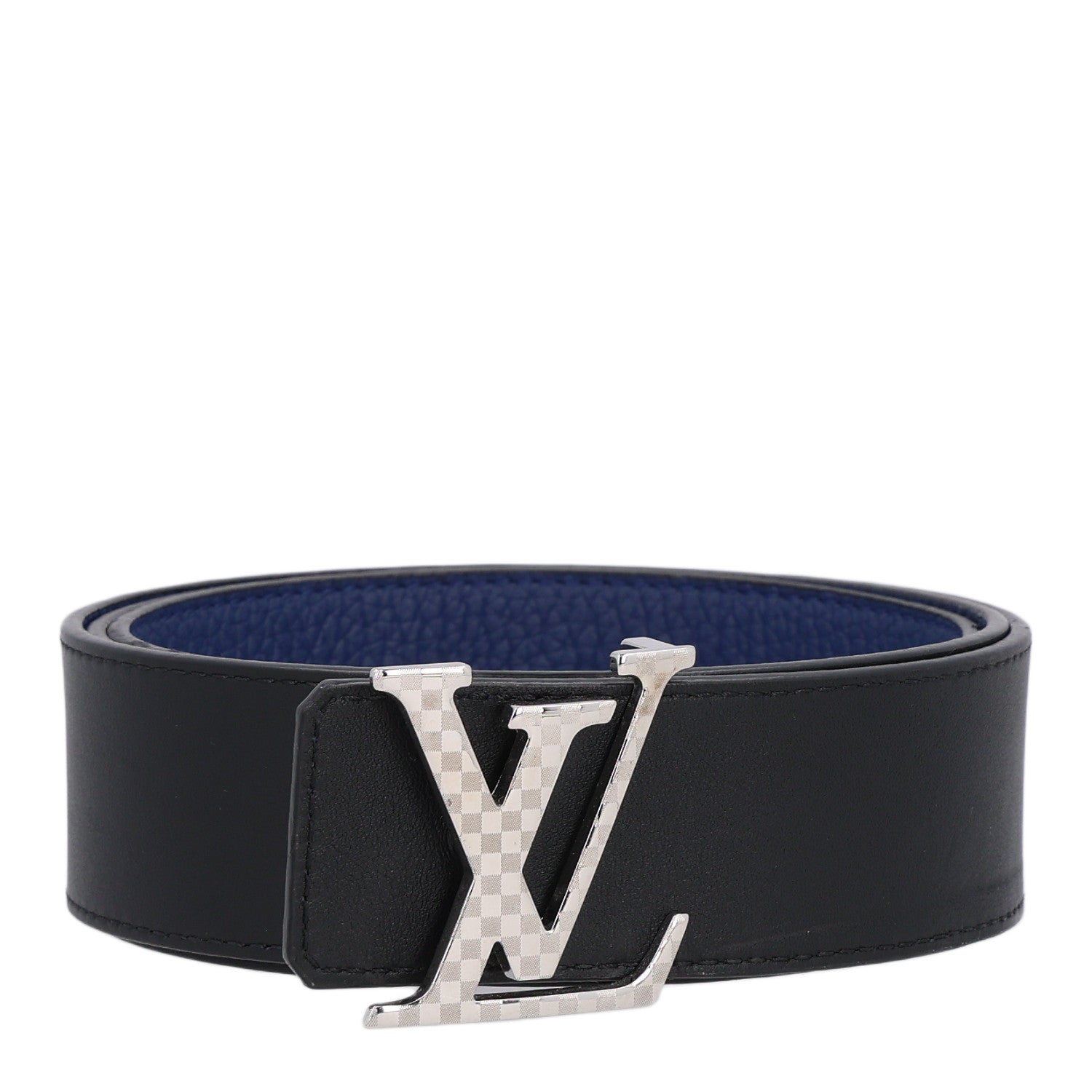 Louis Vuitton Calfskin 40mm Damier LV Reversible Belt 100 40 Black Midnight Navy 2 of 8