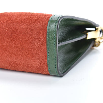 Gucci Suede Calfskin GG Web Small Ophidia Chain Shoulder Bag Brown Red Green 9 of 10