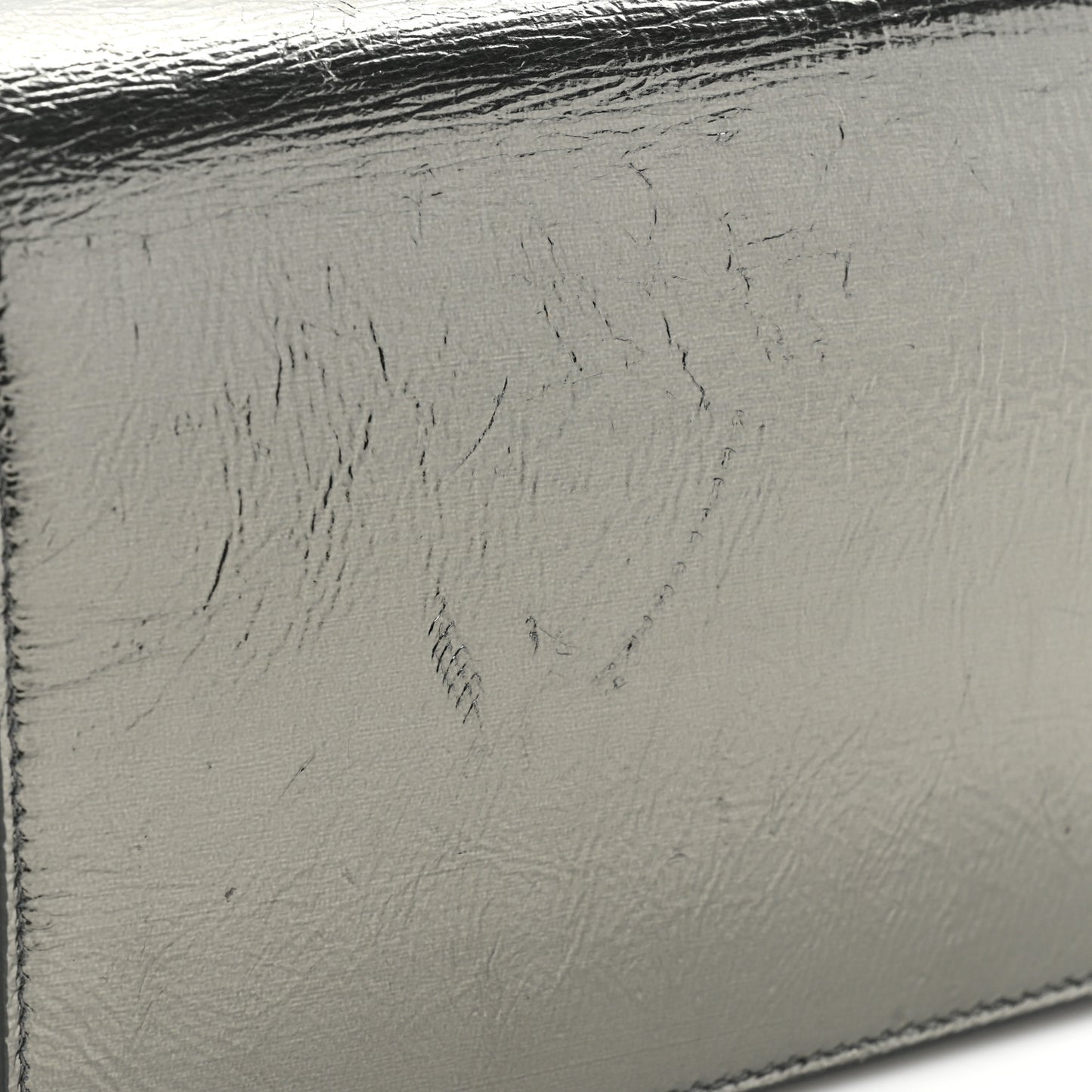 Metallic Crackled Calfskin Kate Monogram Tassel Chain Wallet Antracite Black