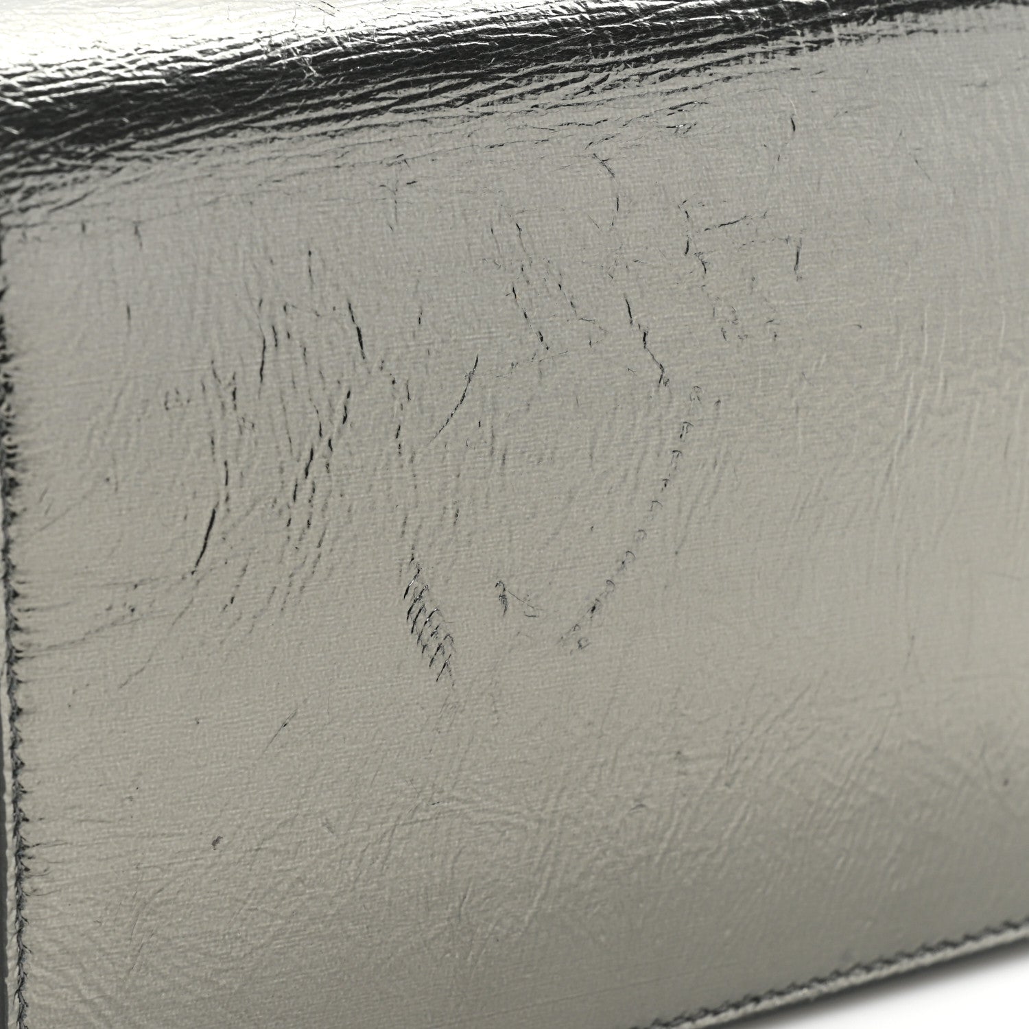 Saint Laurent Metallic Crackled Calfskin Kate Monogram Tassel Chain Wallet Antracite Black 18 of 20