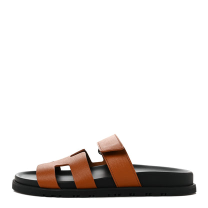 Hermes Epsom Womens Chypre Sandals 37 Natural 1 of 9