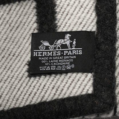 Hermes Wool Cashmere Avalon Blanket Ecru Gris Fonce 3 of 3