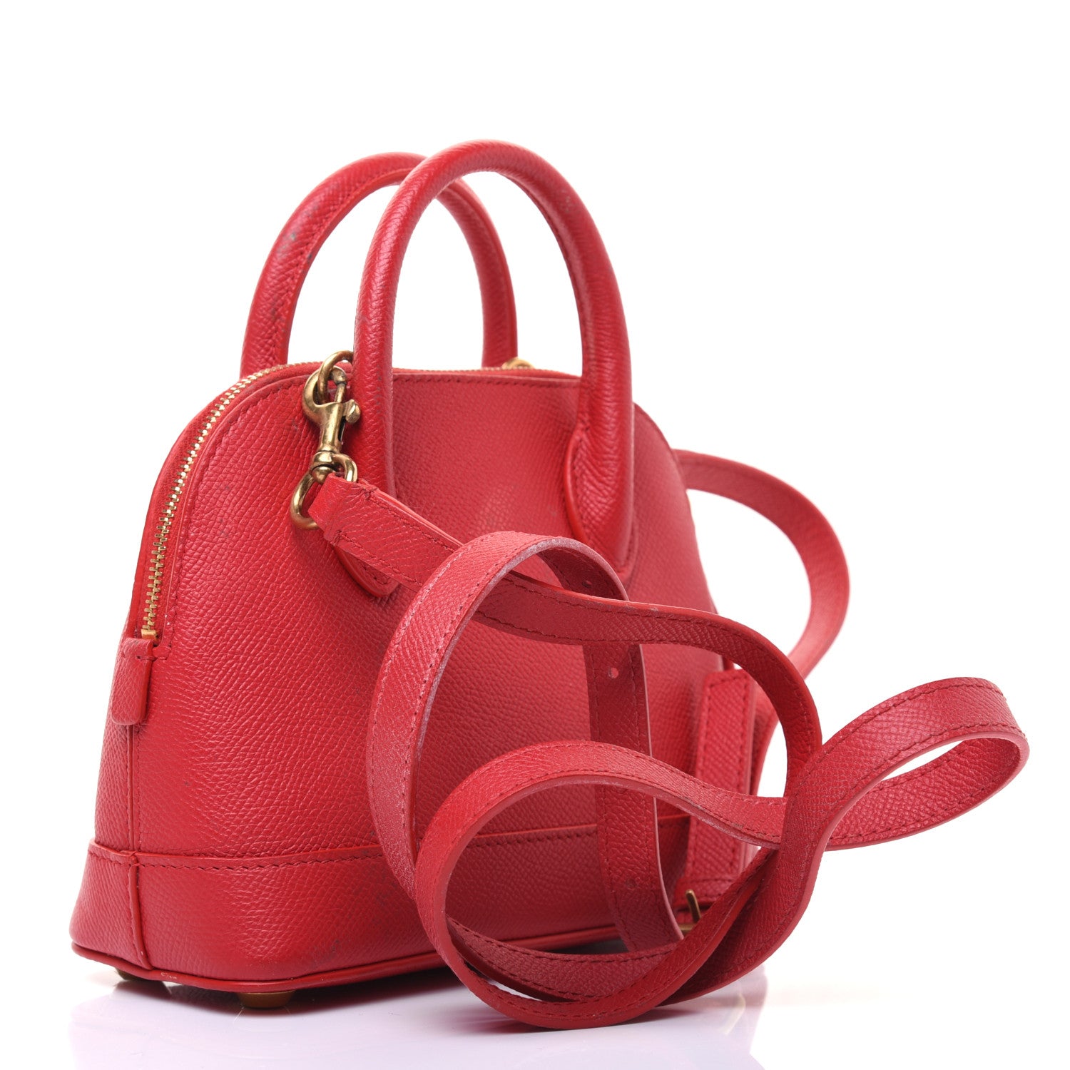 Balenciaga Grained Calfskin XXS Ville Top Handle Bag Rouge Coquelicot 3 of 22