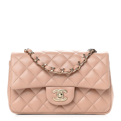 Chanel Lambskin Quilted Mini Rectangular Flap Beige 1 of 9
