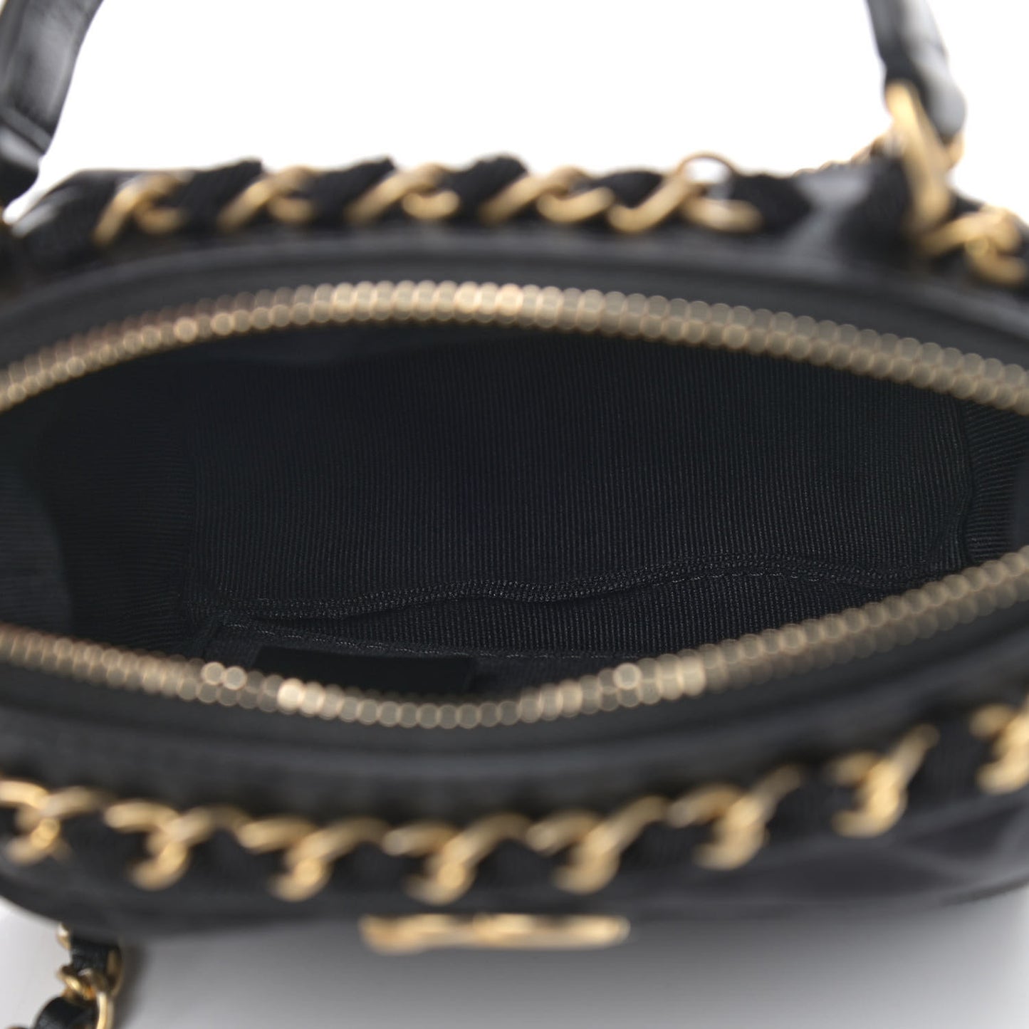 Nylon Grosgrain Quilted Lifestyle Clutch with Chain Black