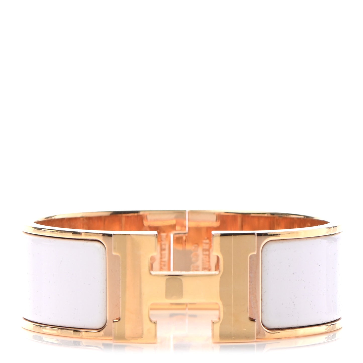 Enamel Wide Clic Clac H Bracelet PM White