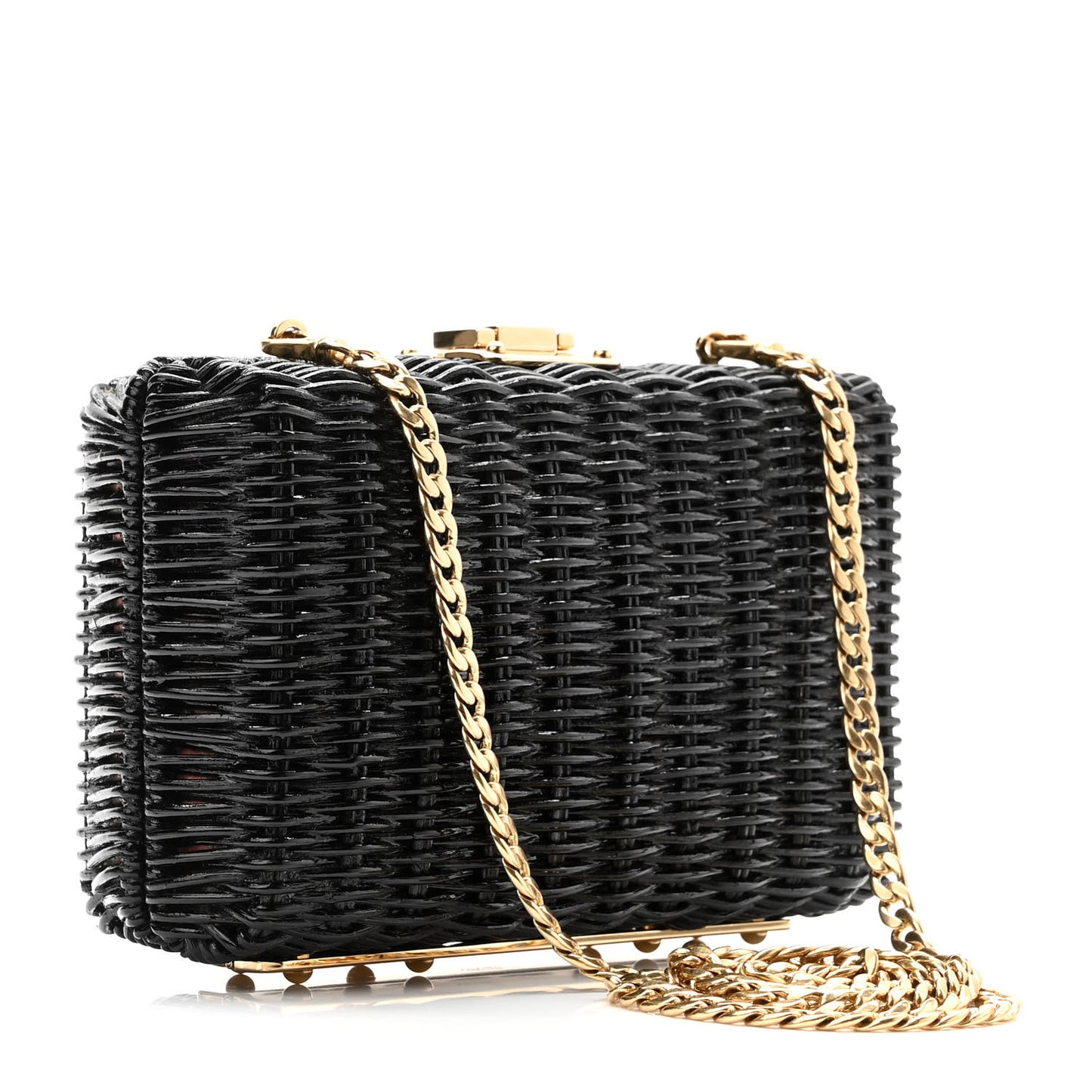 Wicker Triangle Crossbody Clutch Black Petalo