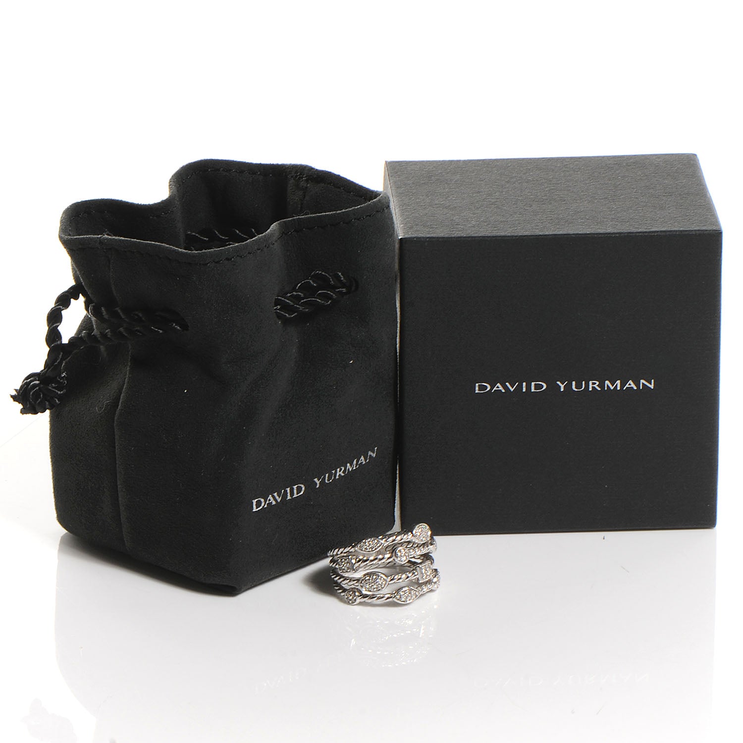 David Yurman Sterling Silver Diamond Confetti 4 Row Ring 8 6 of 6