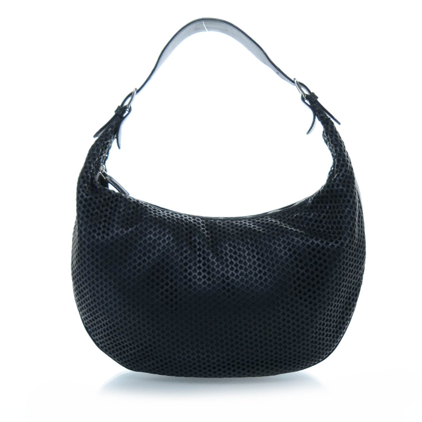 Leather Perforated Hobo Black