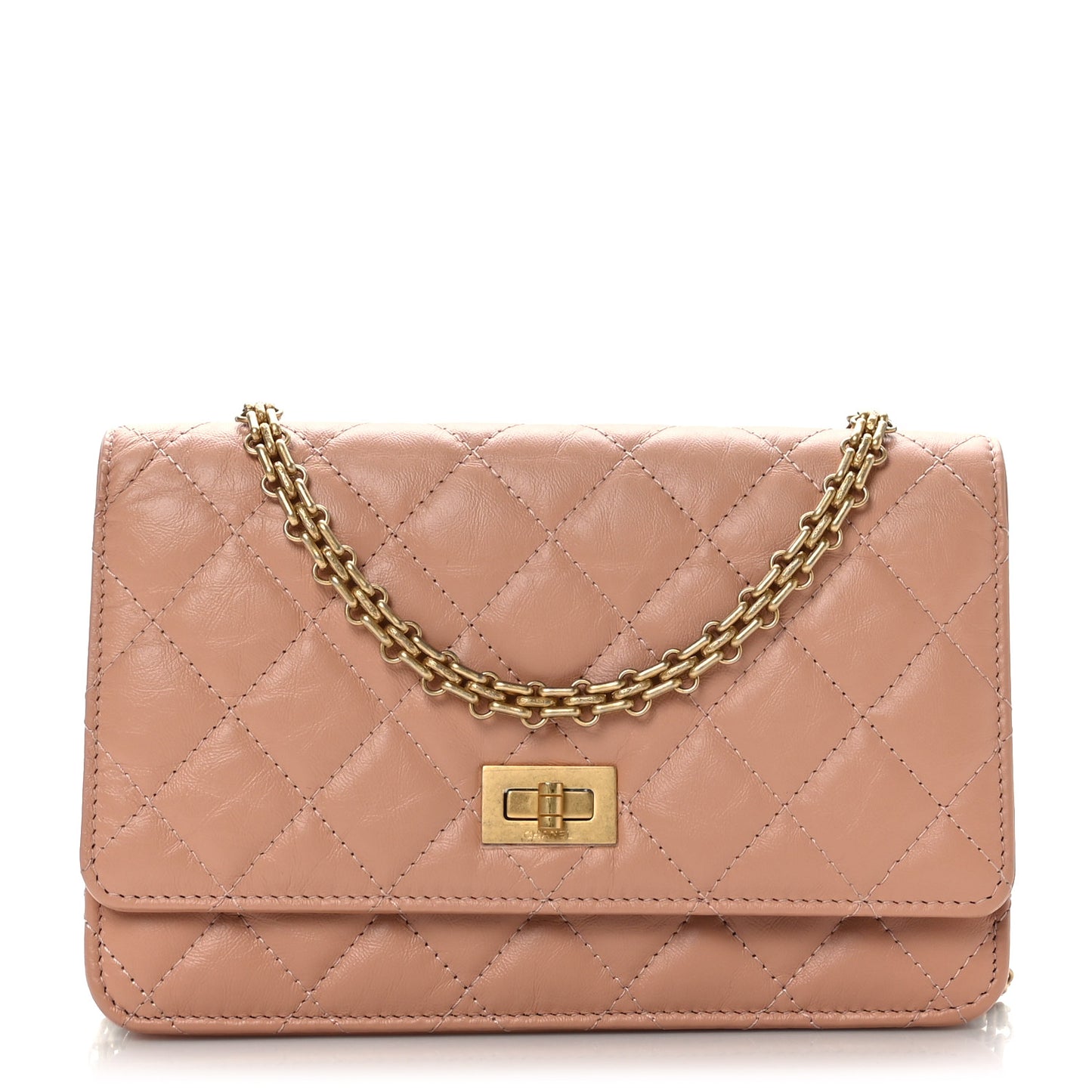 Calfskin Quilted Reissue Wallet On Chain WOC Beige