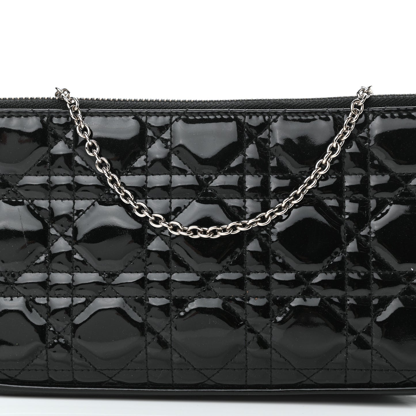 Patent Cannage Chain Pouch Black